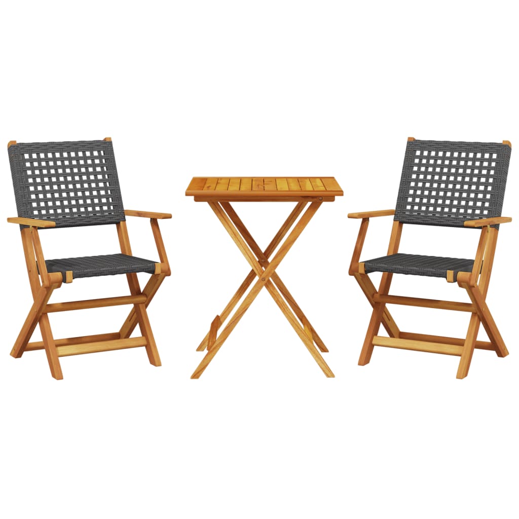 3-delige Bistroset poly rattan en massief hout zwart is nu te koop bij PeponiXL, paradijselijk wonen!