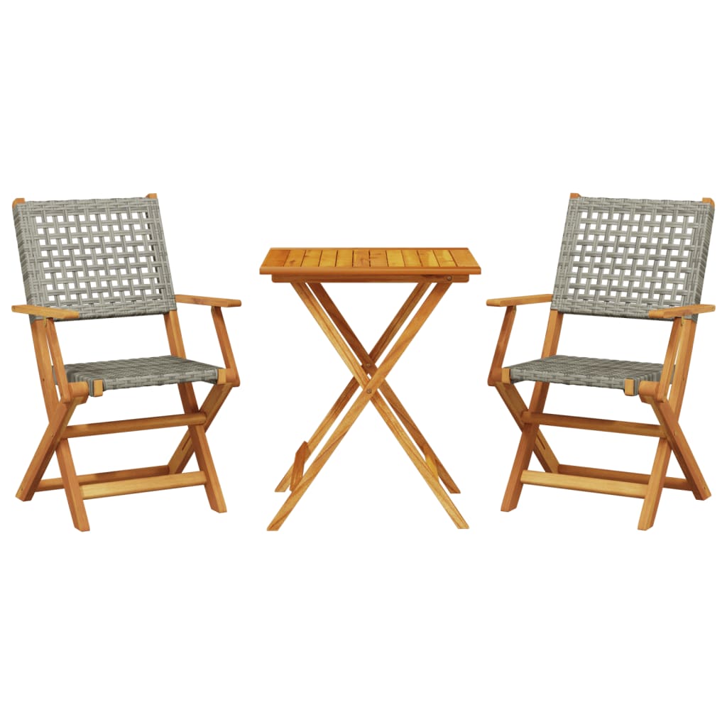 3-delige Bistroset poly rattan en massief hout grijs is nu te koop bij PeponiXL, paradijselijk wonen!
