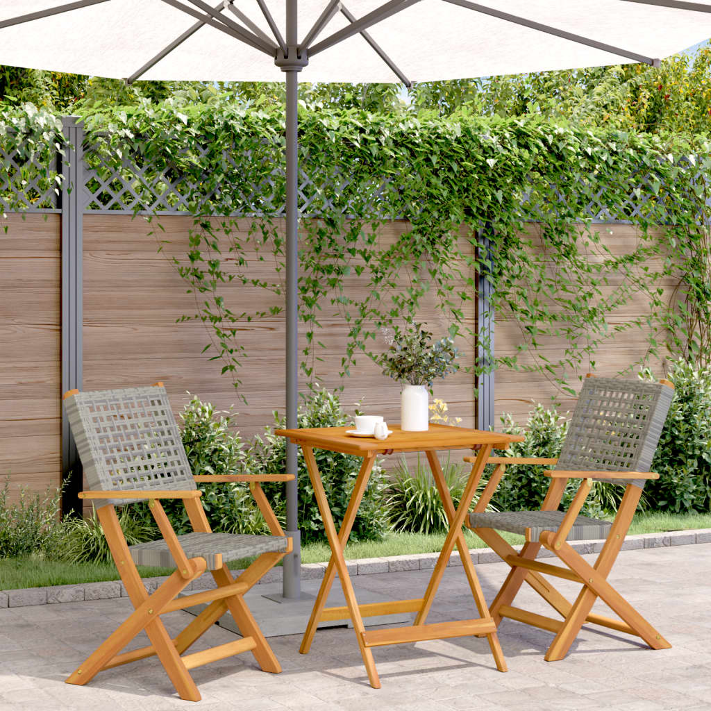 3-delige Bistroset poly rattan en massief hout grijs is nu te koop bij PeponiXL, paradijselijk wonen!