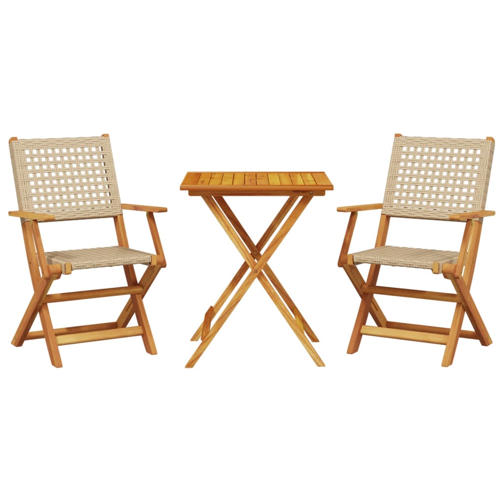 3-delige Bistroset poly rattan en massief hout beige is nu te koop bij PeponiXL, paradijselijk wonen!