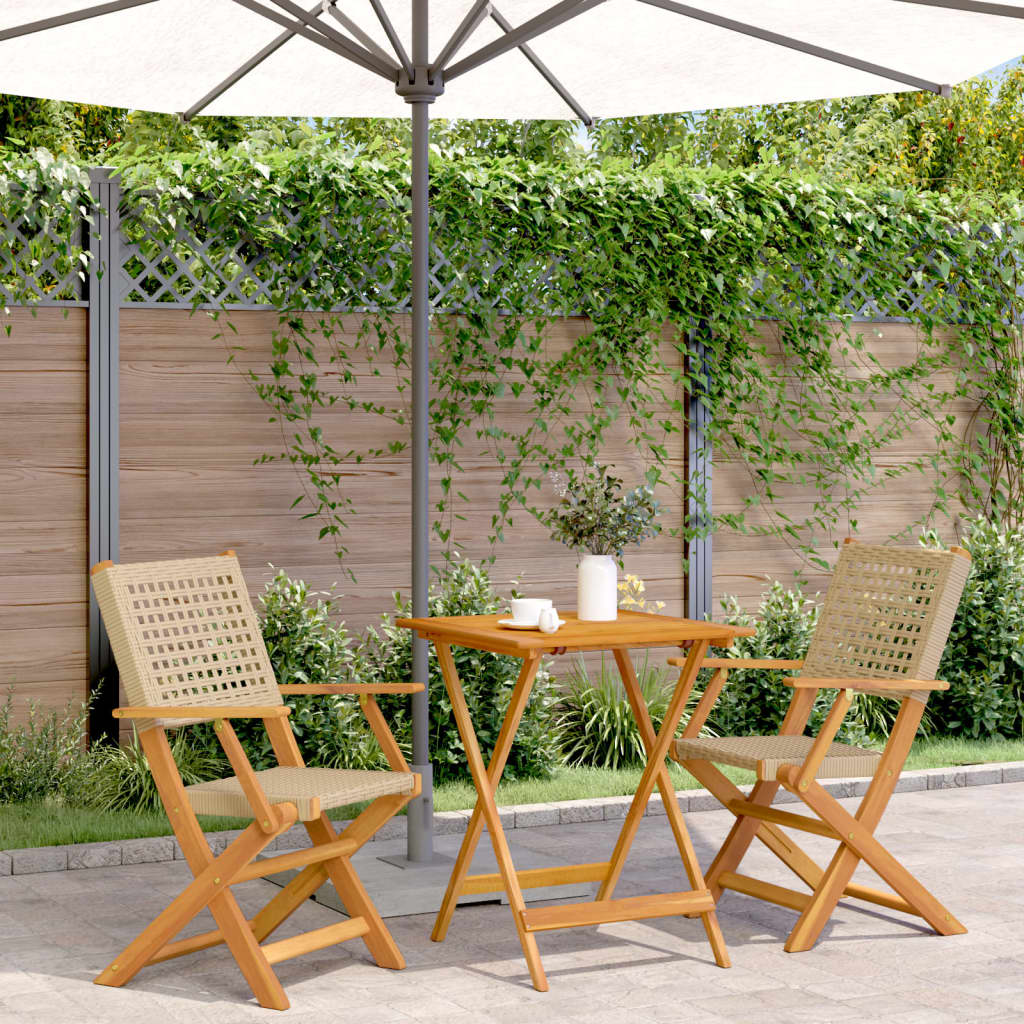 3-delige Bistroset poly rattan en massief hout beige is nu te koop bij PeponiXL, paradijselijk wonen!