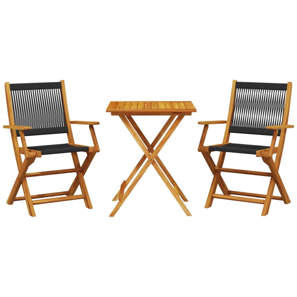 3-delige Bistroset polypropeen en massief hout zwart is nu te koop bij PeponiXL, paradijselijk wonen!
