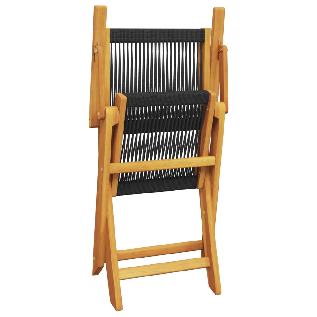 3-delige Bistroset polypropeen en massief hout zwart is nu te koop bij PeponiXL, paradijselijk wonen!