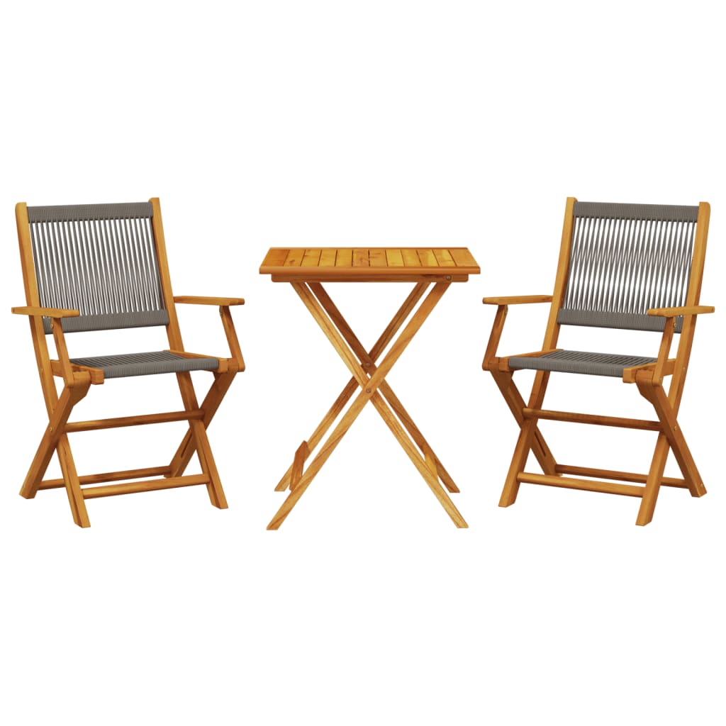 3-delige Bistroset polypropeen en massief hout grijs is nu te koop bij PeponiXL, paradijselijk wonen!