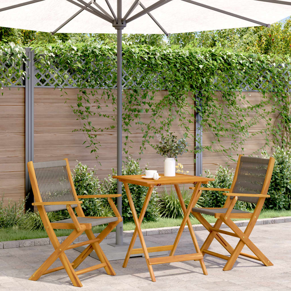 3-delige Bistroset polypropeen en massief hout grijs is nu te koop bij PeponiXL, paradijselijk wonen!
