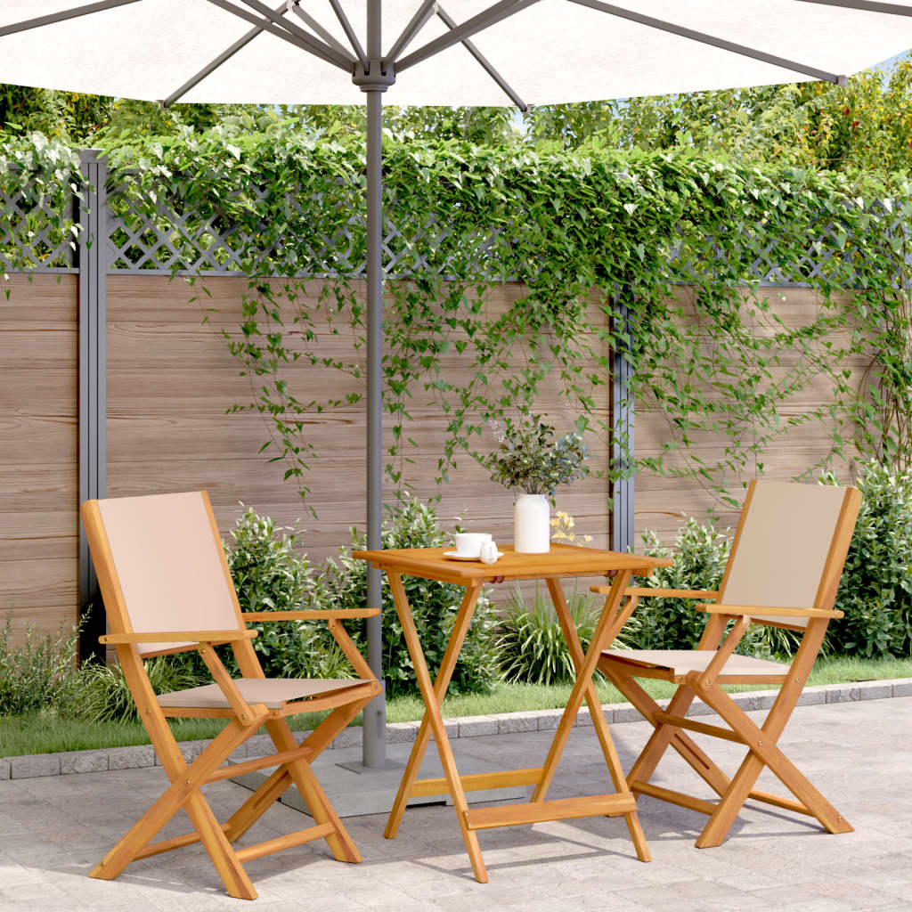 3-delige Bistroset stof en massief hout beige is nu te koop bij PeponiXL, paradijselijk wonen!