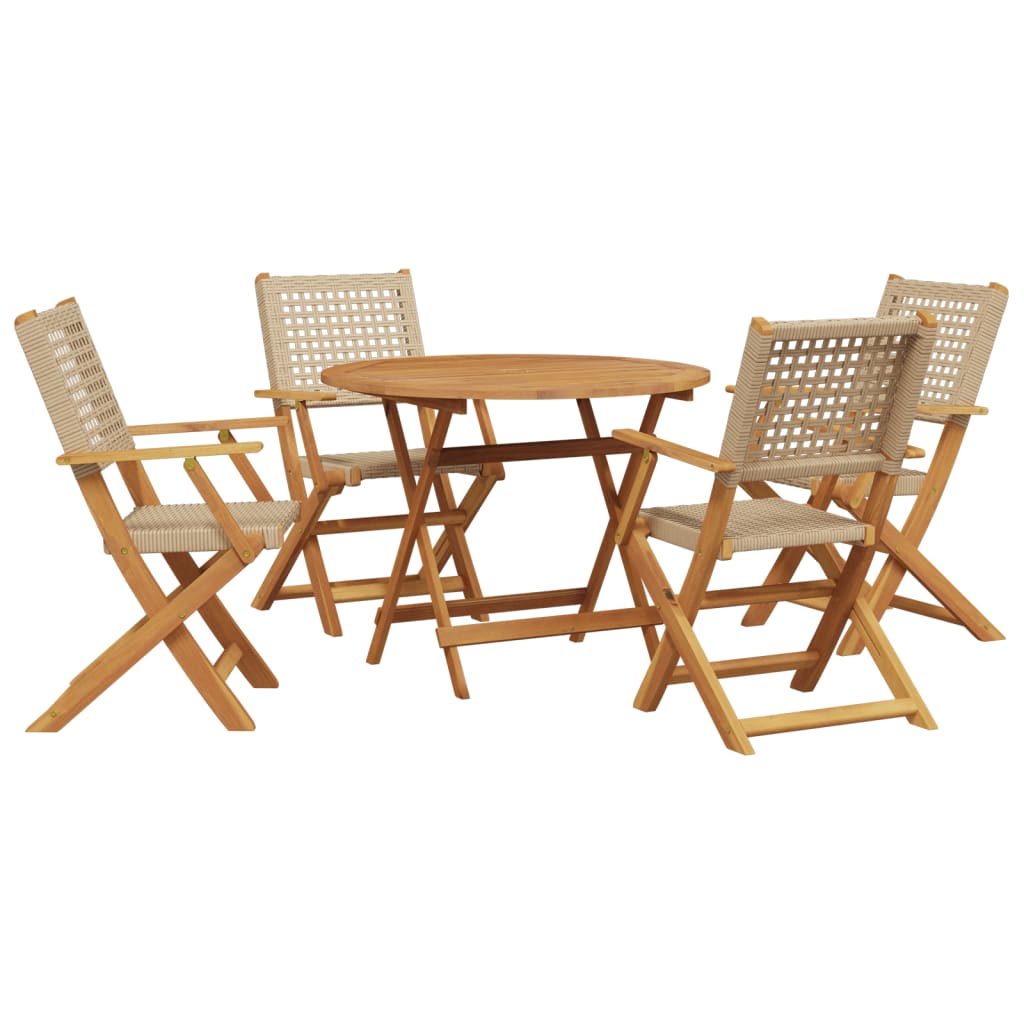 5-delige Tuinset poly rattan en massief hout beige is nu te koop bij PeponiXL, paradijselijk wonen!