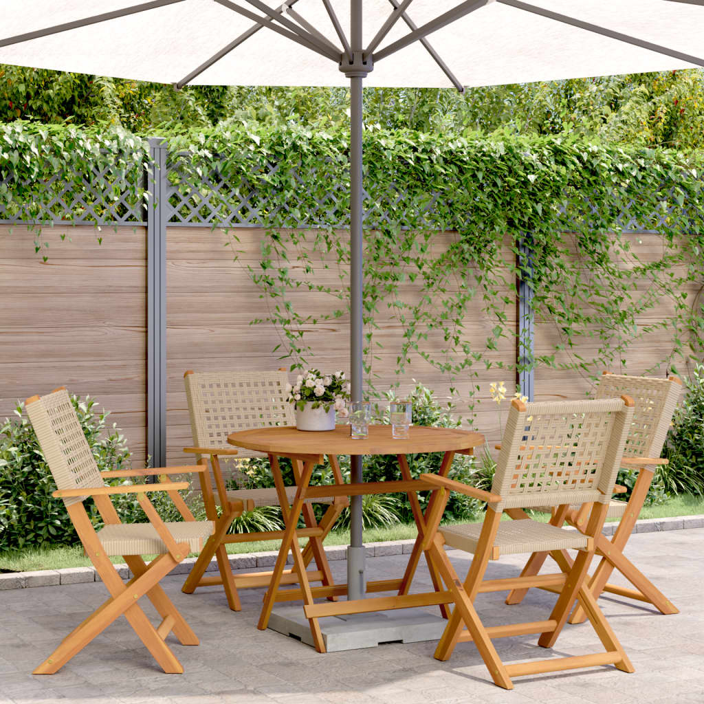 5-delige Tuinset poly rattan en massief hout beige is nu te koop bij PeponiXL, paradijselijk wonen!