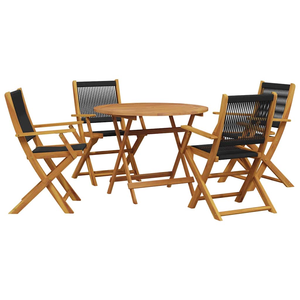 5-delige Tuinset polypropeen en massief hout zwart is nu te koop bij PeponiXL, paradijselijk wonen!