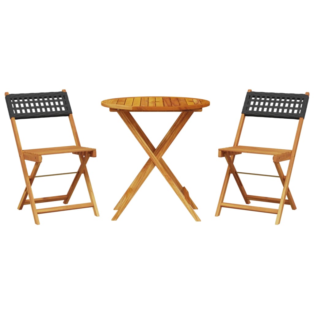 3-delige Bistroset poly rattan en massief hout zwart is nu te koop bij PeponiXL, paradijselijk wonen!