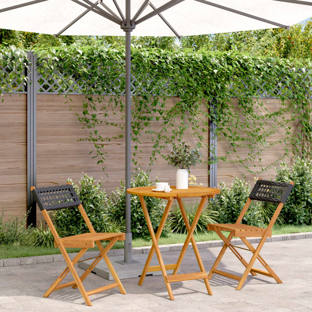 3-delige Bistroset poly rattan en massief hout zwart is nu te koop bij PeponiXL, paradijselijk wonen!