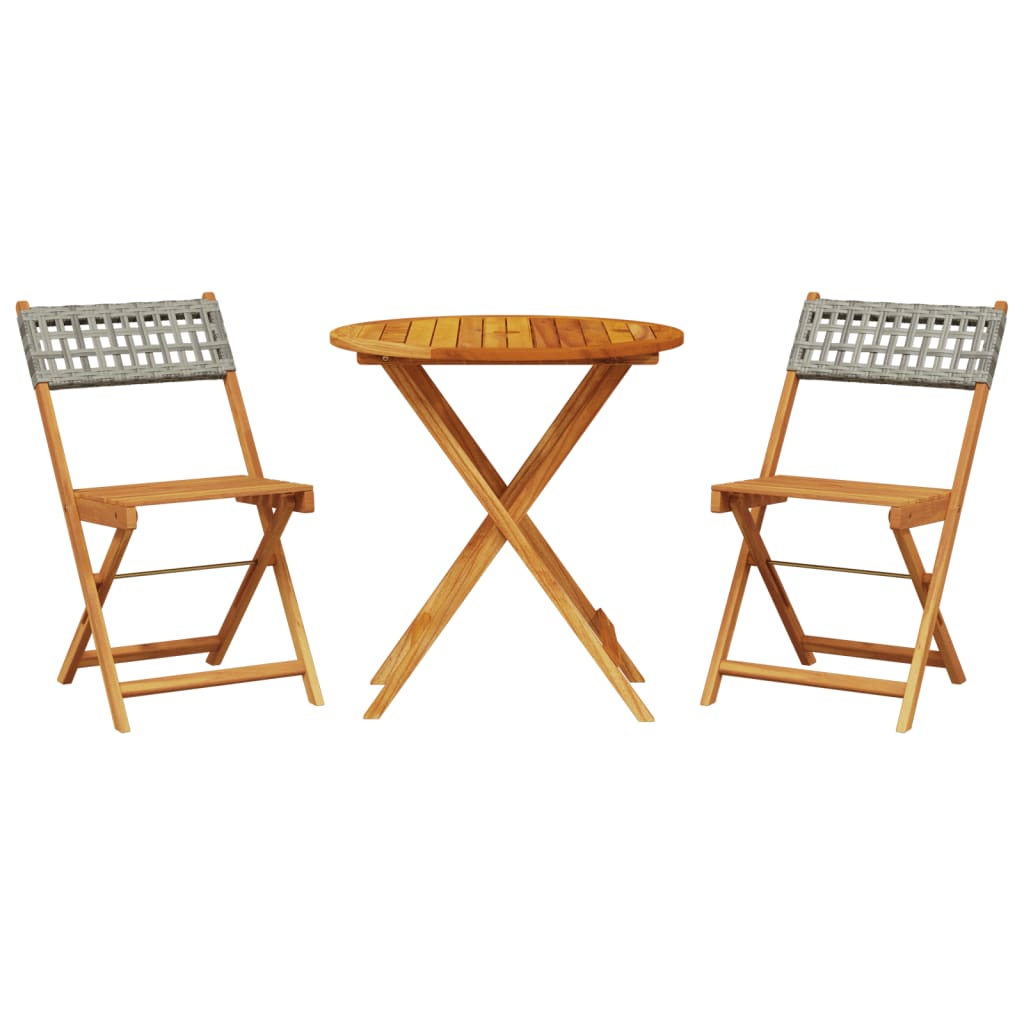 3-delige Bistroset poly rattan en massief hout grijs is nu te koop bij PeponiXL, paradijselijk wonen!