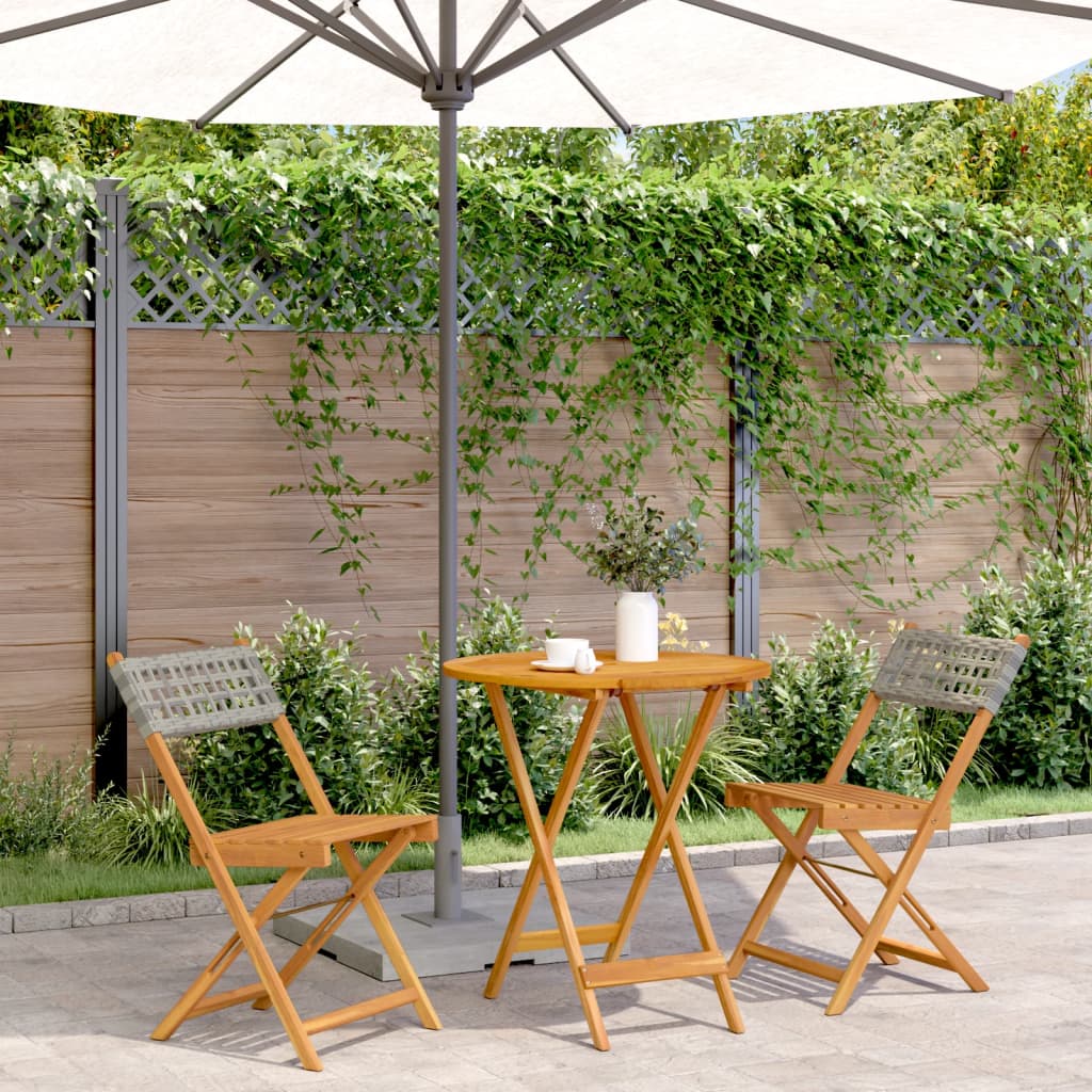 3-delige Bistroset poly rattan en massief hout grijs is nu te koop bij PeponiXL, paradijselijk wonen!