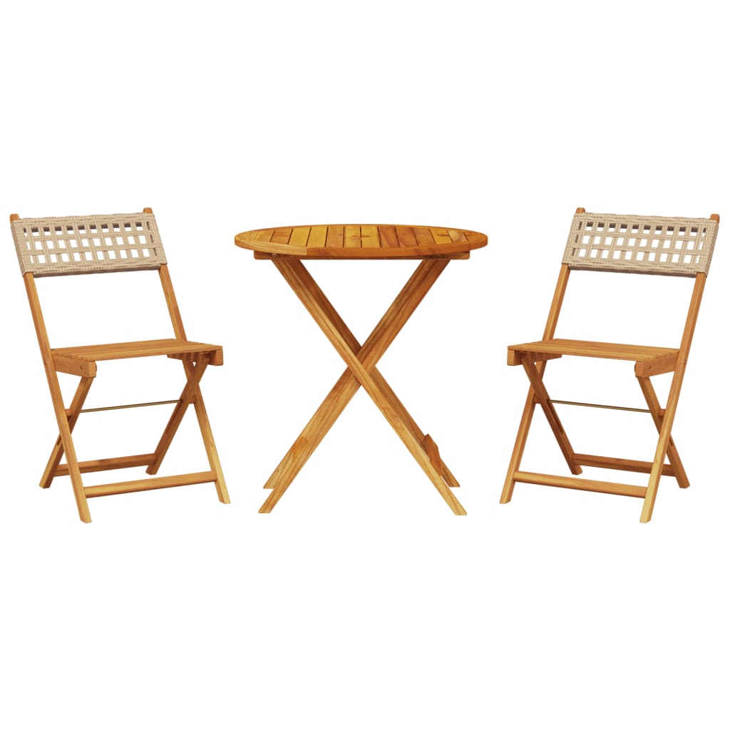3-delige Bistroset poly rattan en massief hout beige is nu te koop bij PeponiXL, paradijselijk wonen!