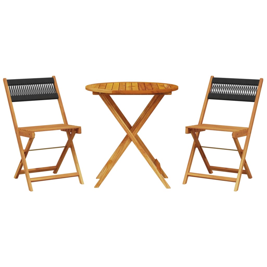 3-delige Bistroset polypropeen en massief hout zwart is nu te koop bij PeponiXL, paradijselijk wonen!