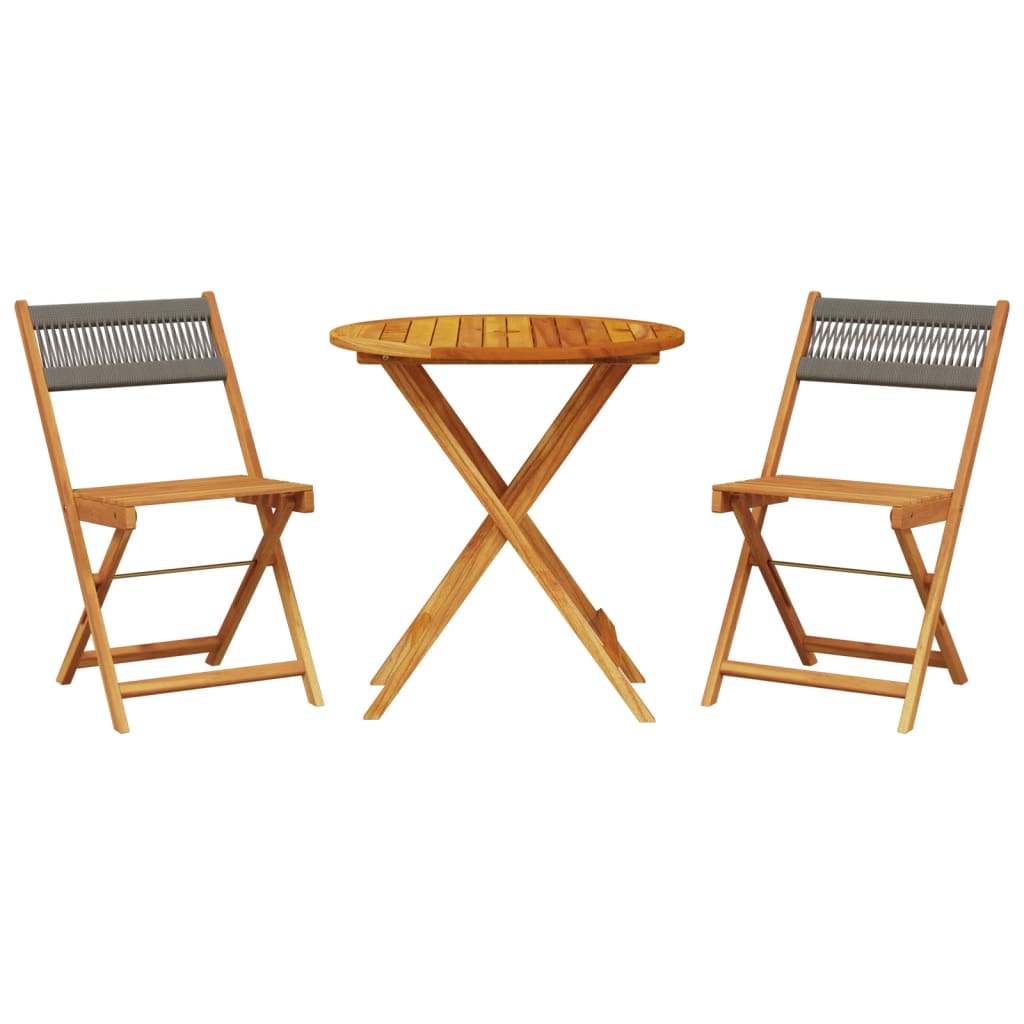 3-delige Bistroset polypropeen en massief hout grijs is nu te koop bij PeponiXL, paradijselijk wonen!