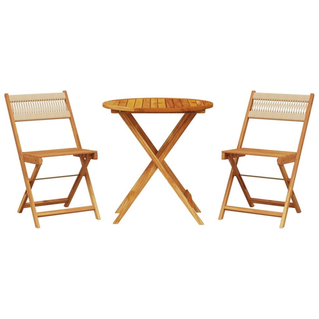 3-delige Bistroset polypropeen en massief hout beige is nu te koop bij PeponiXL, paradijselijk wonen!