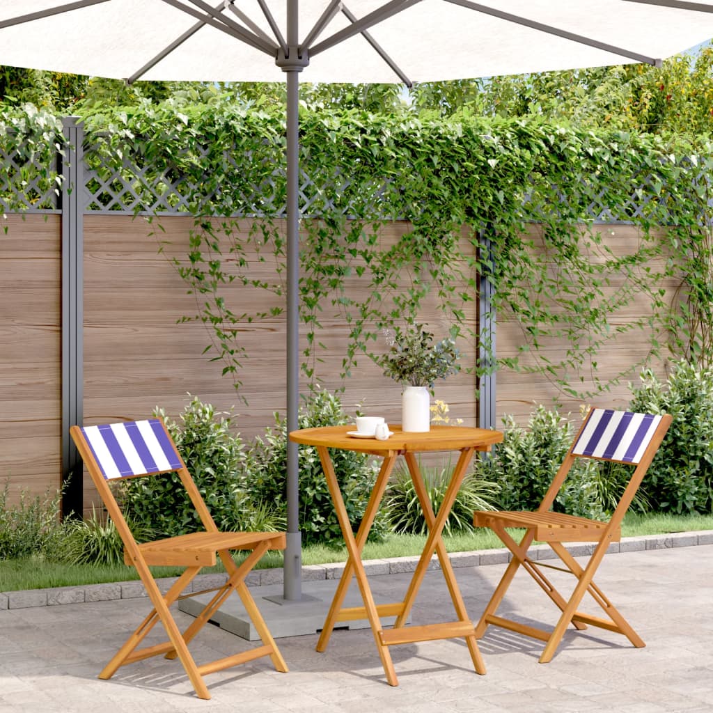 3-delige Bistroset stof en massief hout blauw en wit is nu te koop bij PeponiXL, paradijselijk wonen!