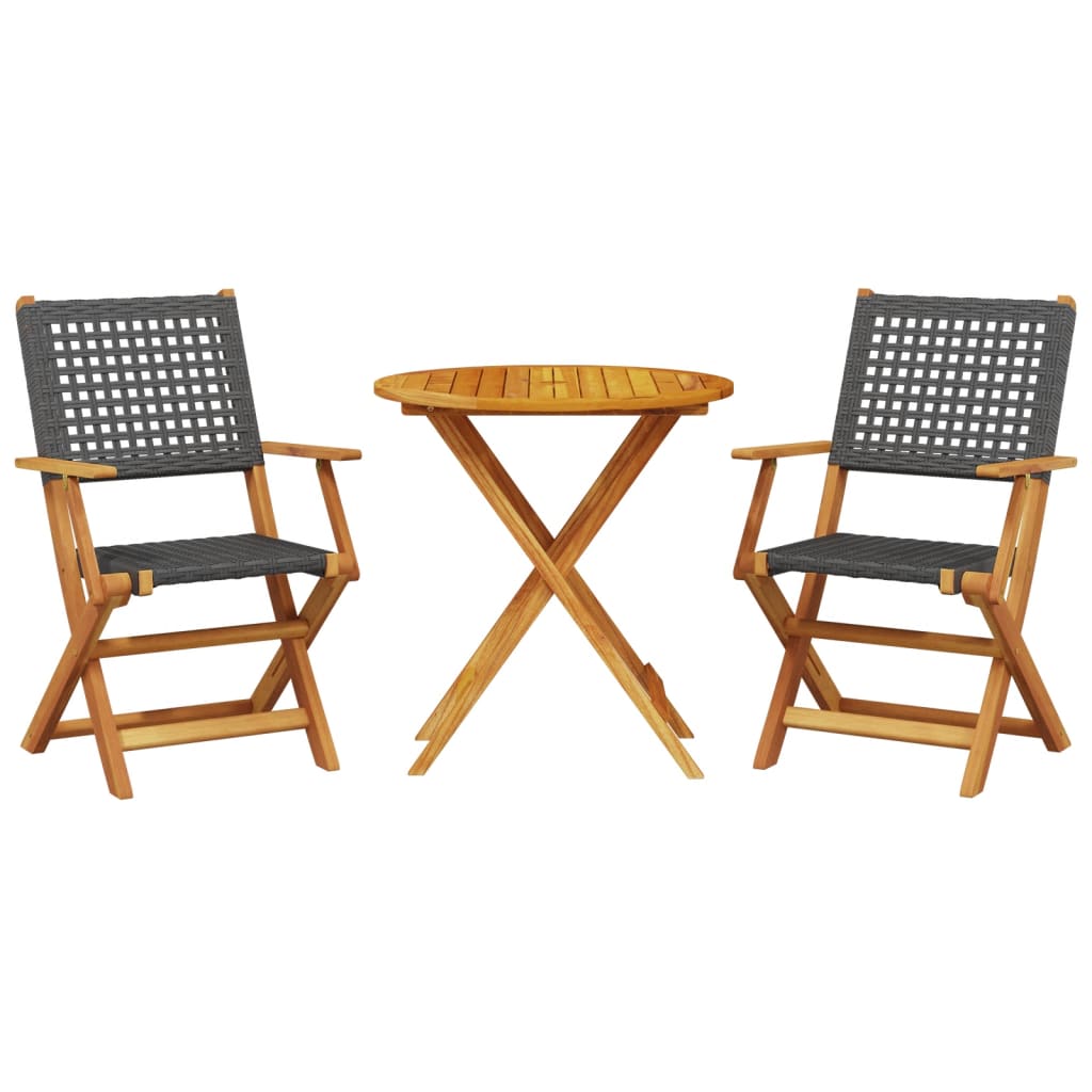 3-delige Bistroset poly rattan en massief hout zwart is nu te koop bij PeponiXL, paradijselijk wonen!