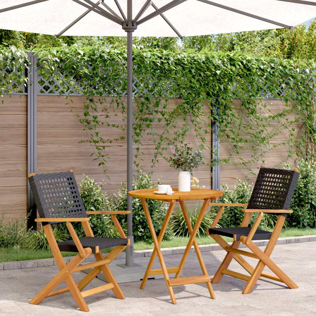 3-delige Bistroset poly rattan en massief hout zwart is nu te koop bij PeponiXL, paradijselijk wonen!