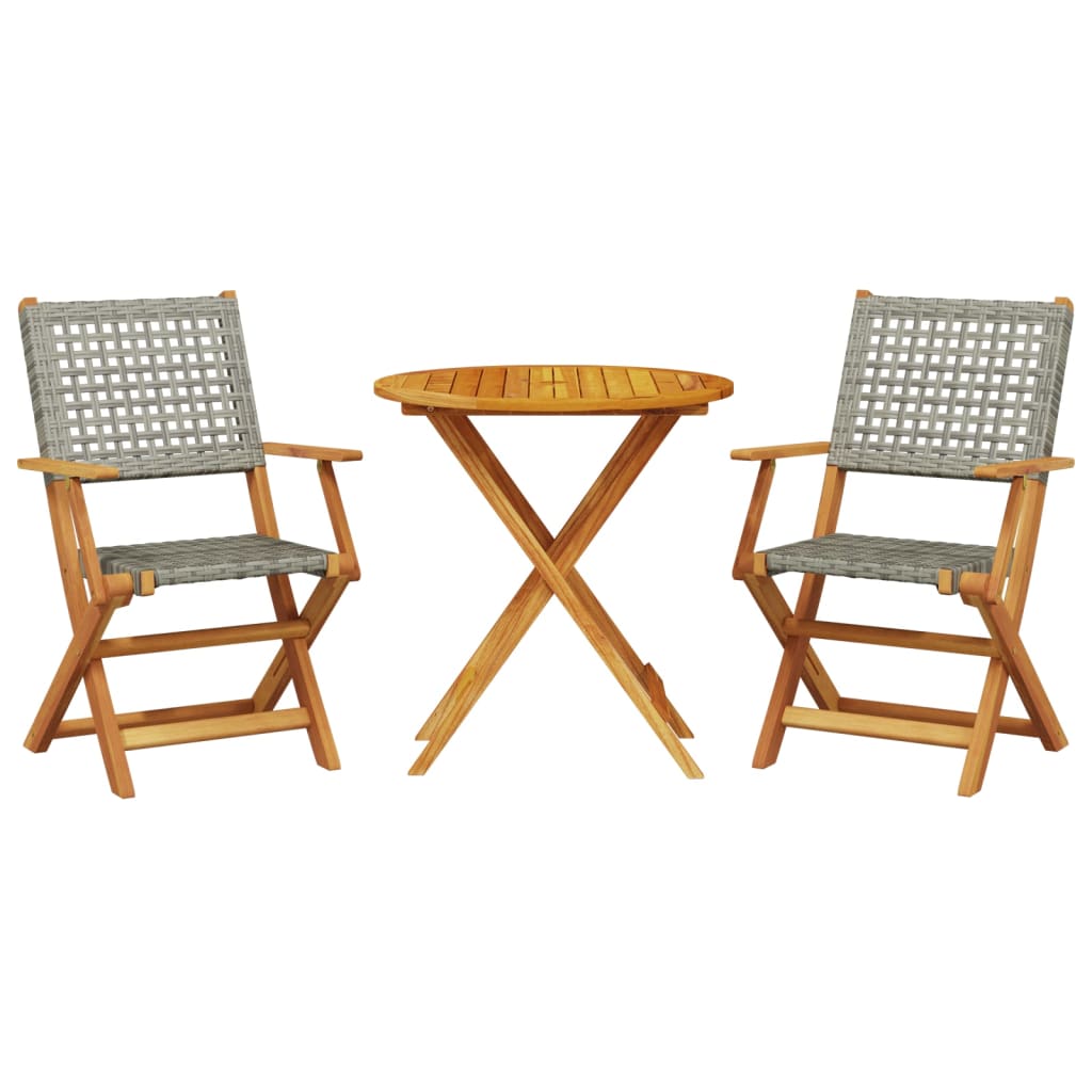 3-delige Bistroset poly rattan en massief hout grijs is nu te koop bij PeponiXL, paradijselijk wonen!