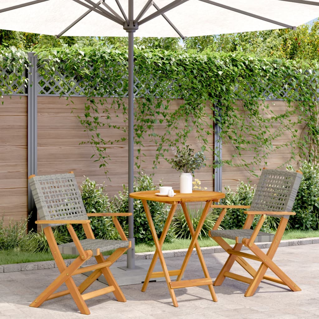 3-delige Bistroset poly rattan en massief hout grijs is nu te koop bij PeponiXL, paradijselijk wonen!