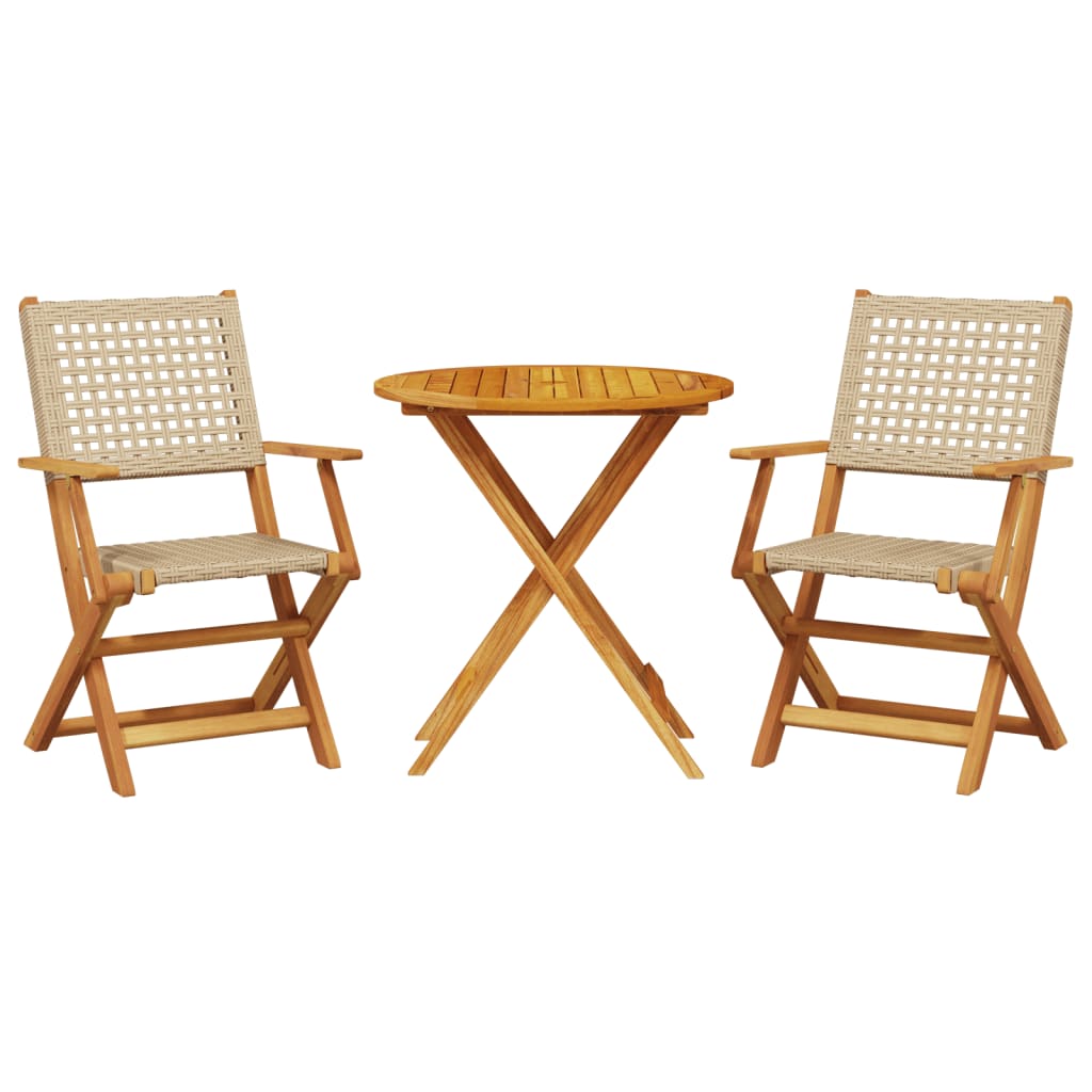 3-delige Bistroset poly rattan en massief hout beige is nu te koop bij PeponiXL, paradijselijk wonen!
