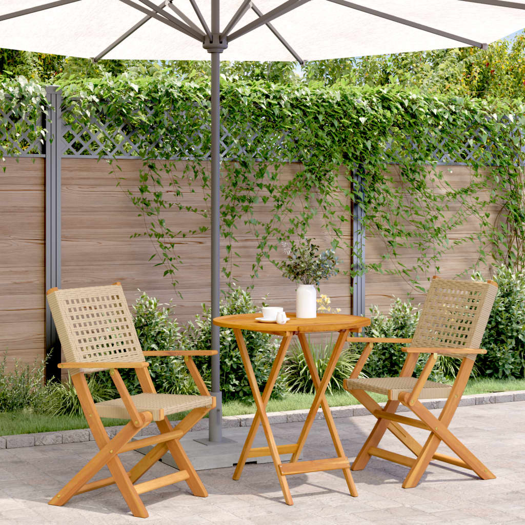 3-delige Bistroset poly rattan en massief hout beige is nu te koop bij PeponiXL, paradijselijk wonen!