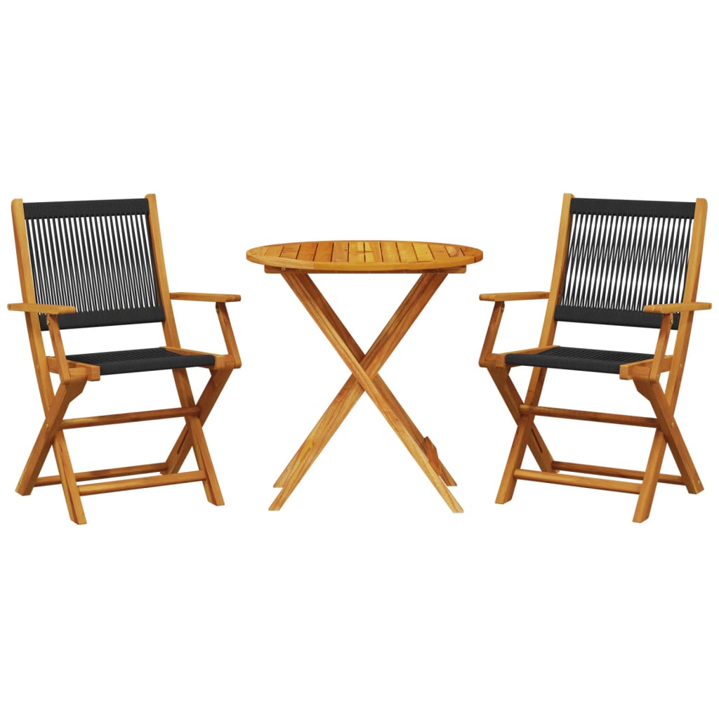3-delige Bistroset polypropeen en massief hout zwart is nu te koop bij PeponiXL, paradijselijk wonen!