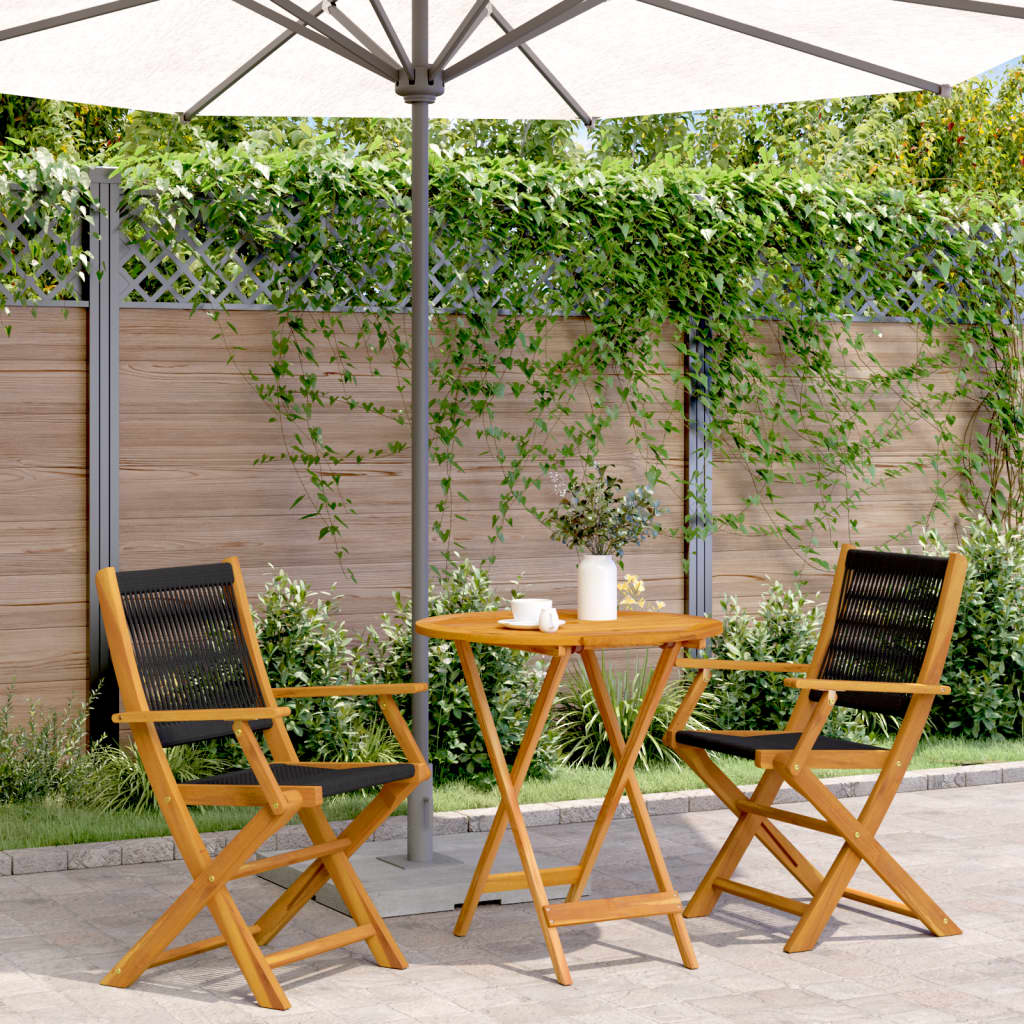 3-delige Bistroset polypropeen en massief hout zwart is nu te koop bij PeponiXL, paradijselijk wonen!
