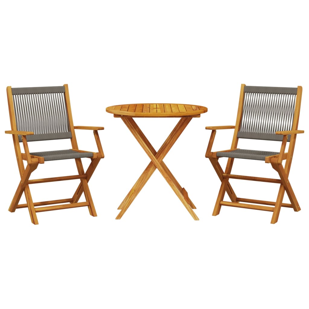 3-delige Bistroset polypropeen en massief hout grijs is nu te koop bij PeponiXL, paradijselijk wonen!