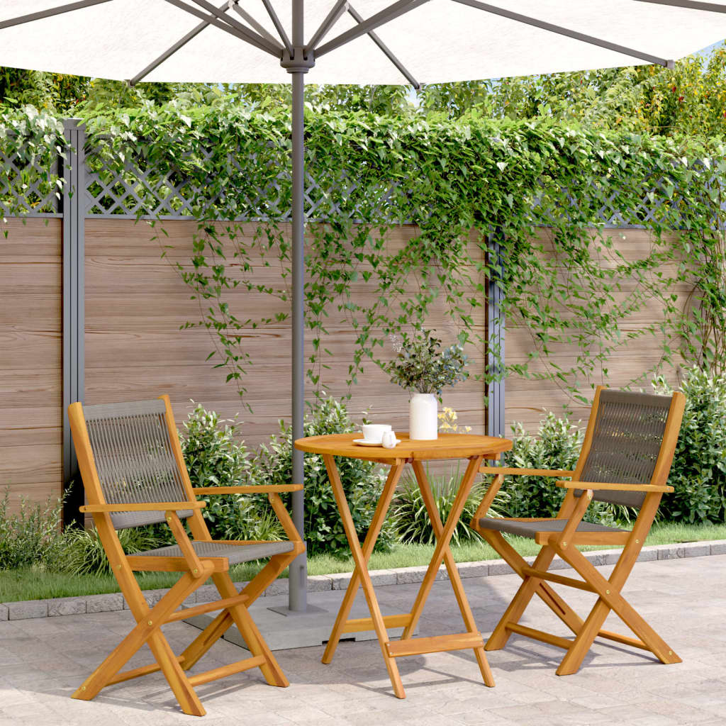 3-delige Bistroset polypropeen en massief hout grijs is nu te koop bij PeponiXL, paradijselijk wonen!