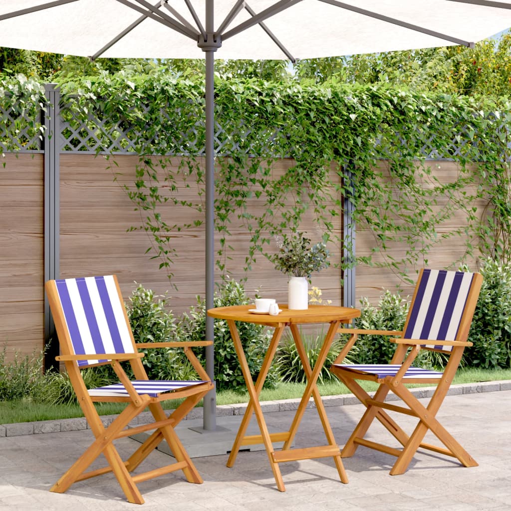 3-delige Bistroset stof en massief hout blauw en wit is nu te koop bij PeponiXL, paradijselijk wonen!