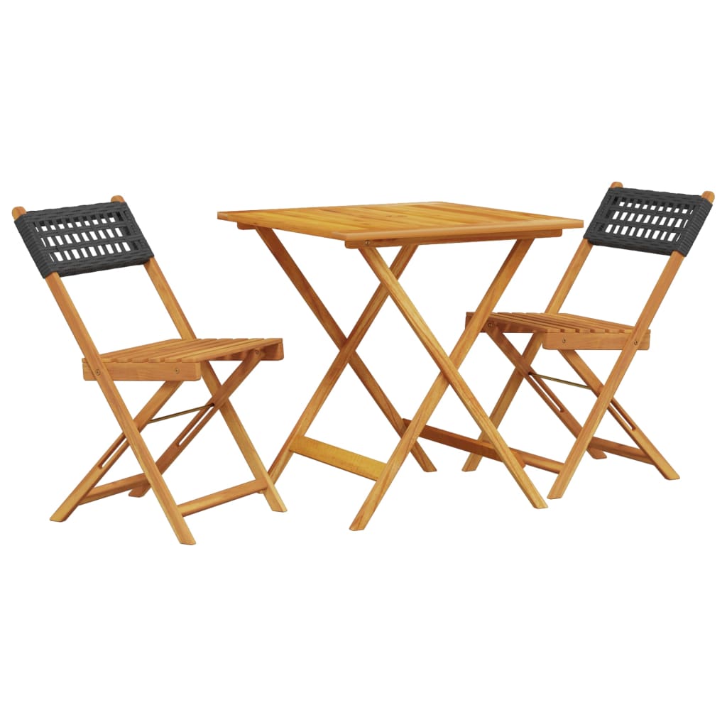 3-delige Bistroset poly rattan en massief hout zwart is nu te koop bij PeponiXL, paradijselijk wonen!