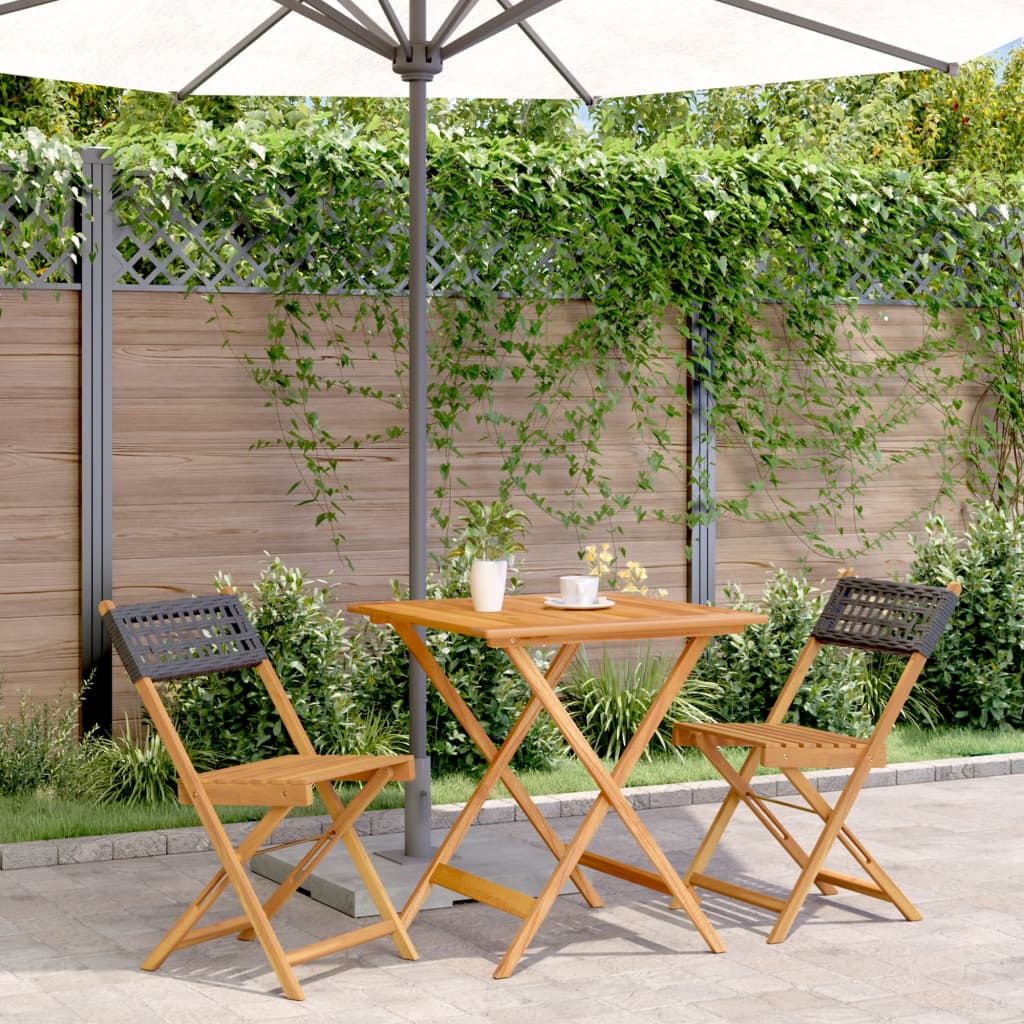 3-delige Bistroset poly rattan en massief hout zwart is nu te koop bij PeponiXL, paradijselijk wonen!