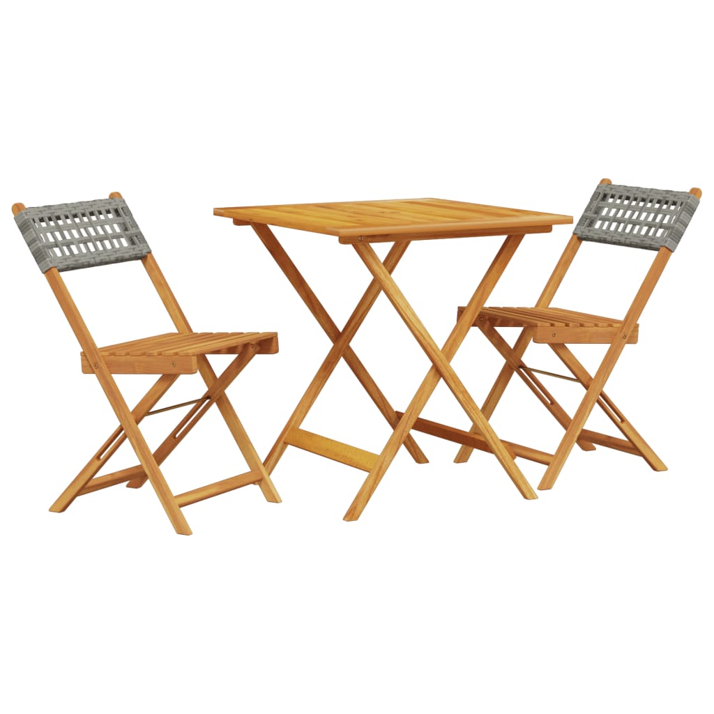 3-delige Bistroset poly rattan en massief hout grijs is nu te koop bij PeponiXL, paradijselijk wonen!