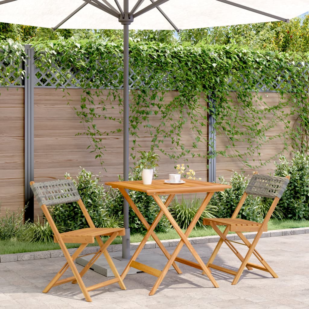 3-delige Bistroset poly rattan en massief hout grijs is nu te koop bij PeponiXL, paradijselijk wonen!