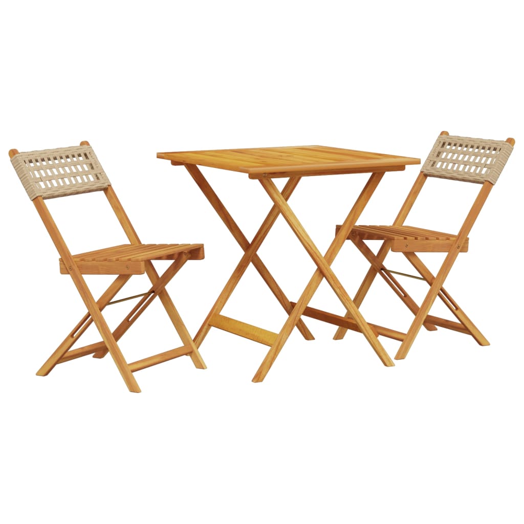 3-delige Bistroset poly rattan en massief hout beige is nu te koop bij PeponiXL, paradijselijk wonen!