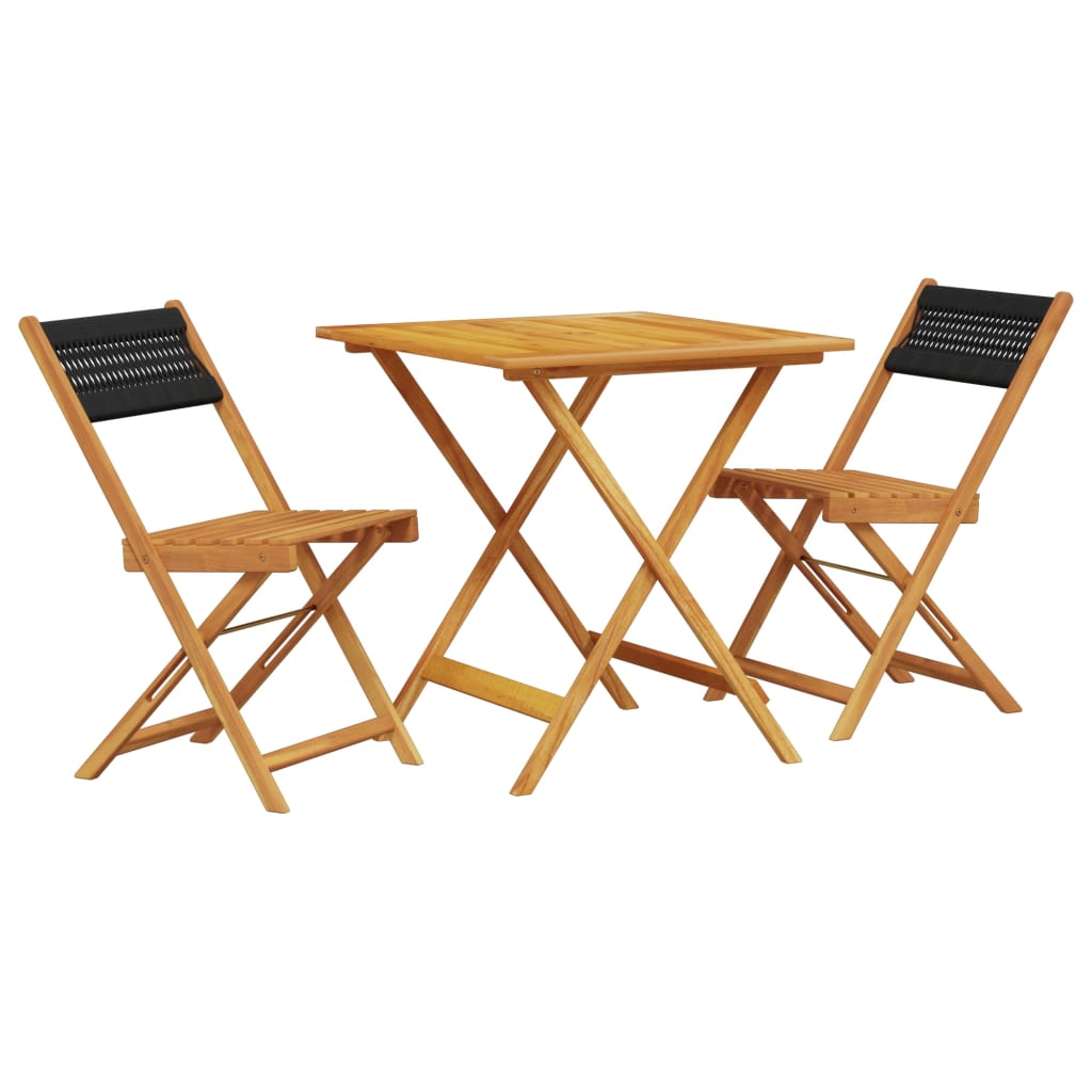 3-delige Bistroset polypropeen en massief hout zwart is nu te koop bij PeponiXL, paradijselijk wonen!