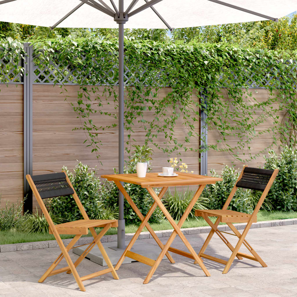 3-delige Bistroset polypropeen en massief hout zwart is nu te koop bij PeponiXL, paradijselijk wonen!