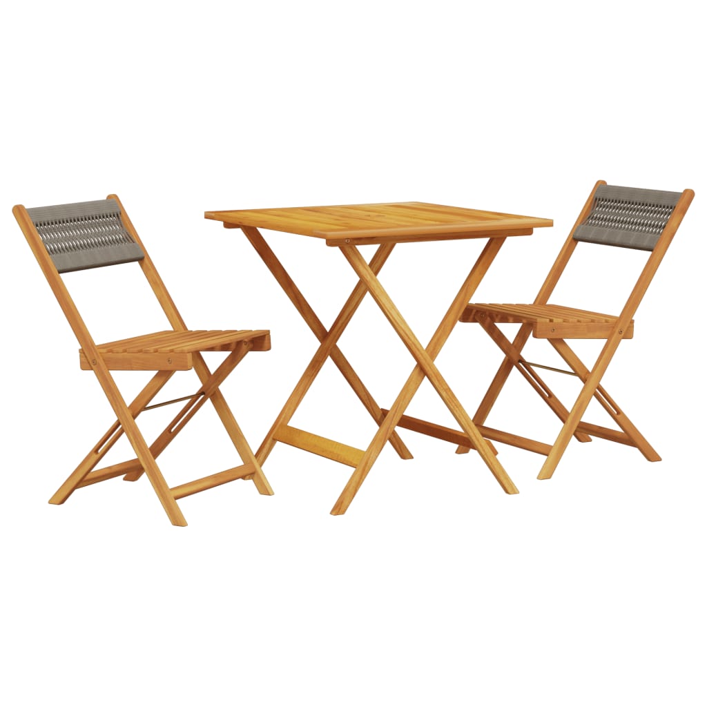 3-delige Bistroset polypropeen en massief hout grijs is nu te koop bij PeponiXL, paradijselijk wonen!