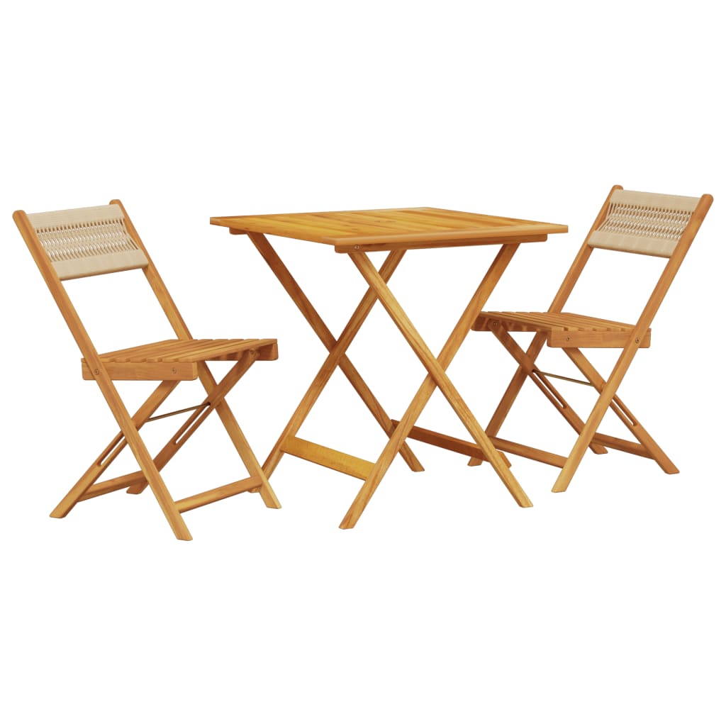 3-delige Bistroset polypropeen en massief hout beige is nu te koop bij PeponiXL, paradijselijk wonen!