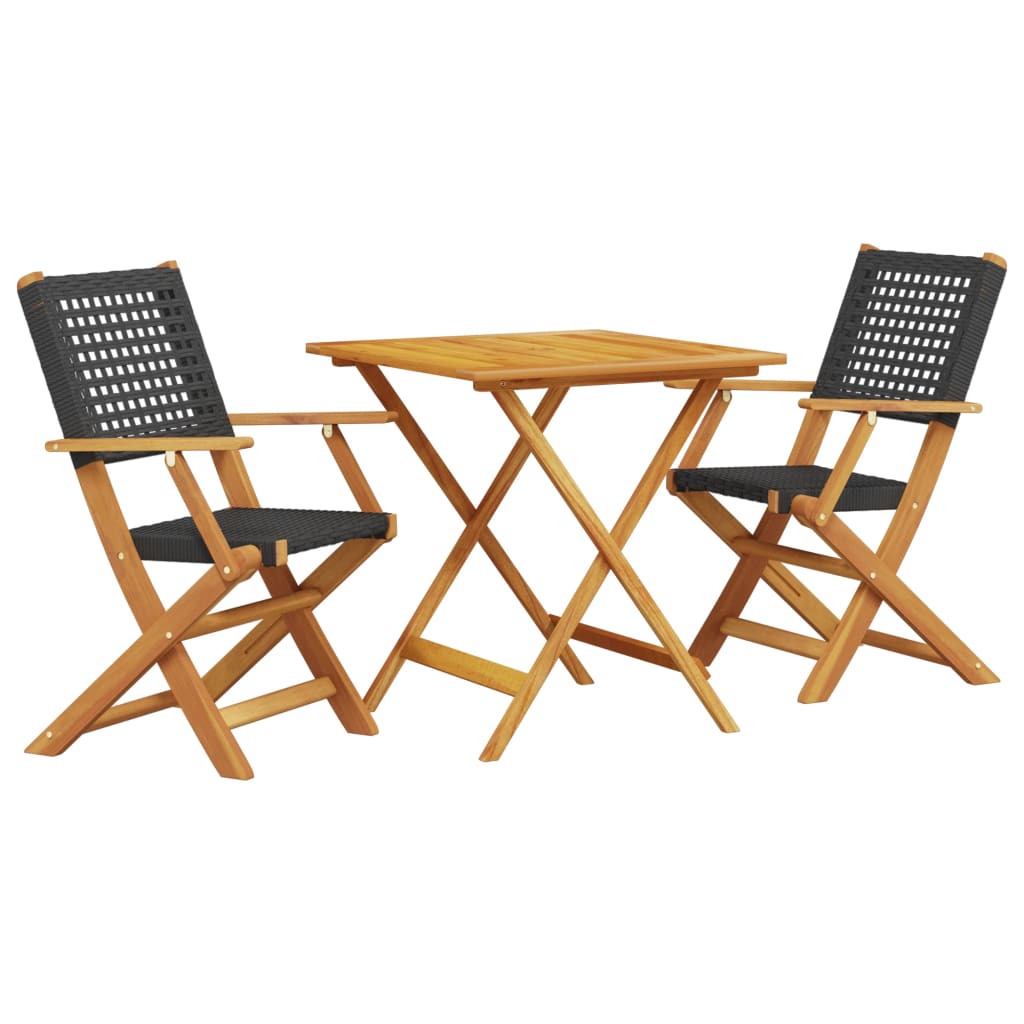 3-delige Bistroset poly rattan en massief hout zwart is nu te koop bij PeponiXL, paradijselijk wonen!