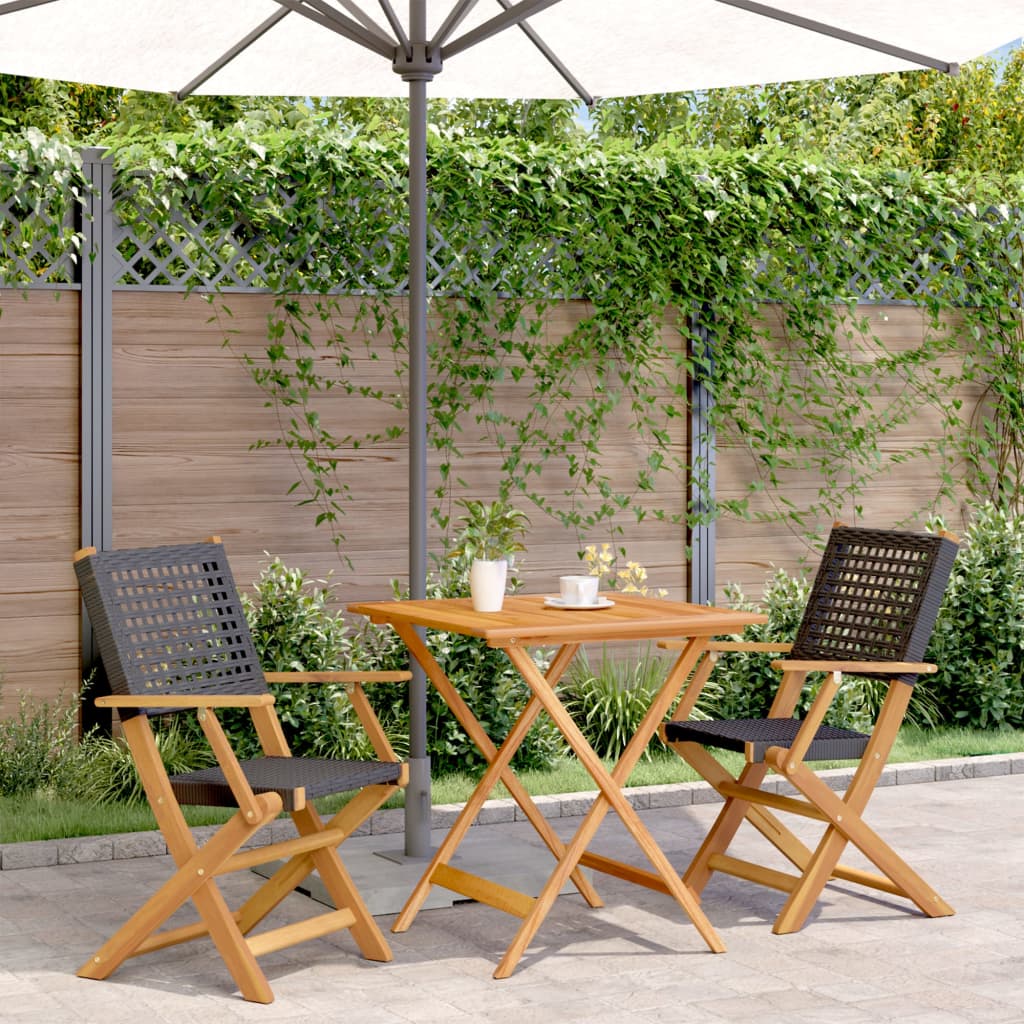 3-delige Bistroset poly rattan en massief hout zwart is nu te koop bij PeponiXL, paradijselijk wonen!