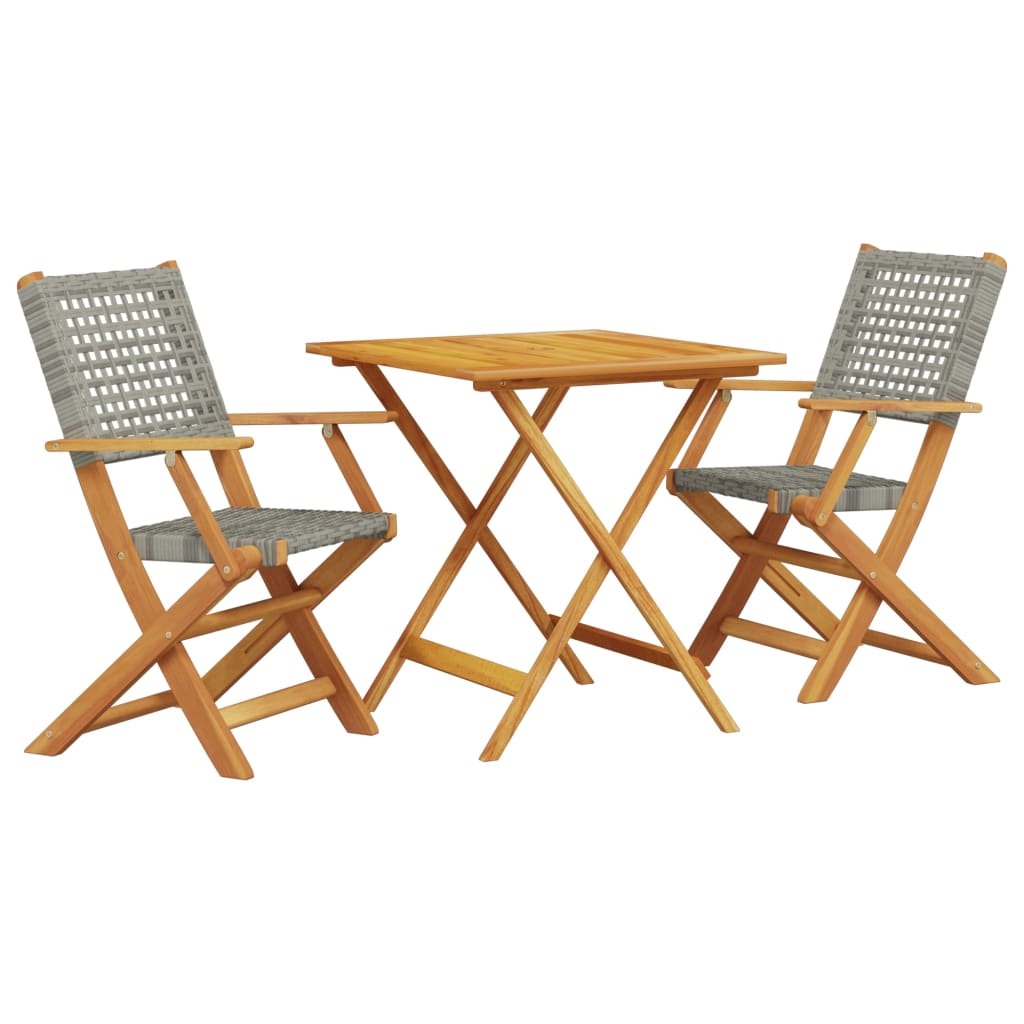 3-delige Bistroset poly rattan en massief hout grijs is nu te koop bij PeponiXL, paradijselijk wonen!