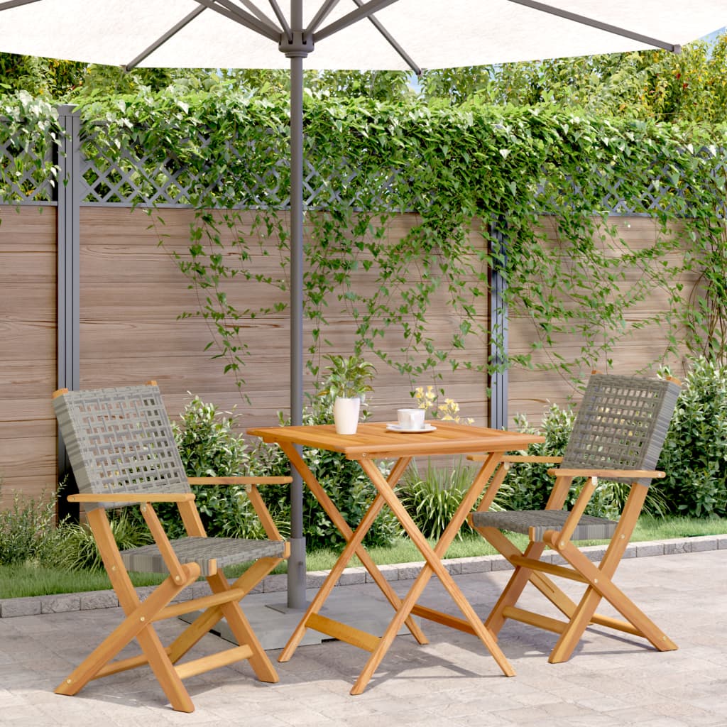 3-delige Bistroset poly rattan en massief hout grijs is nu te koop bij PeponiXL, paradijselijk wonen!