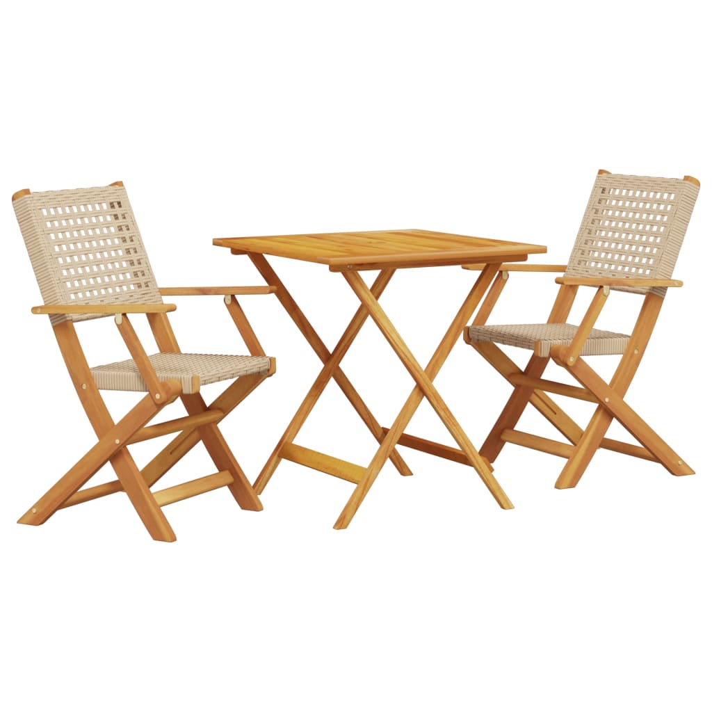 3-delige Bistroset poly rattan en massief hout beige is nu te koop bij PeponiXL, paradijselijk wonen!