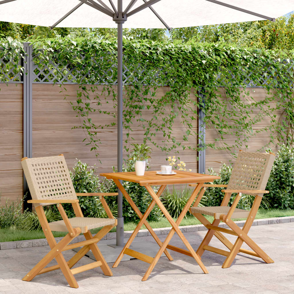 3-delige Bistroset poly rattan en massief hout beige is nu te koop bij PeponiXL, paradijselijk wonen!