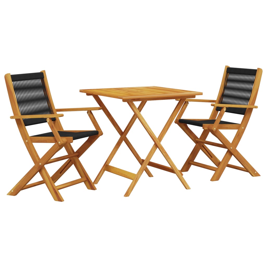 3-delige Bistroset polypropeen en massief hout zwart is nu te koop bij PeponiXL, paradijselijk wonen!