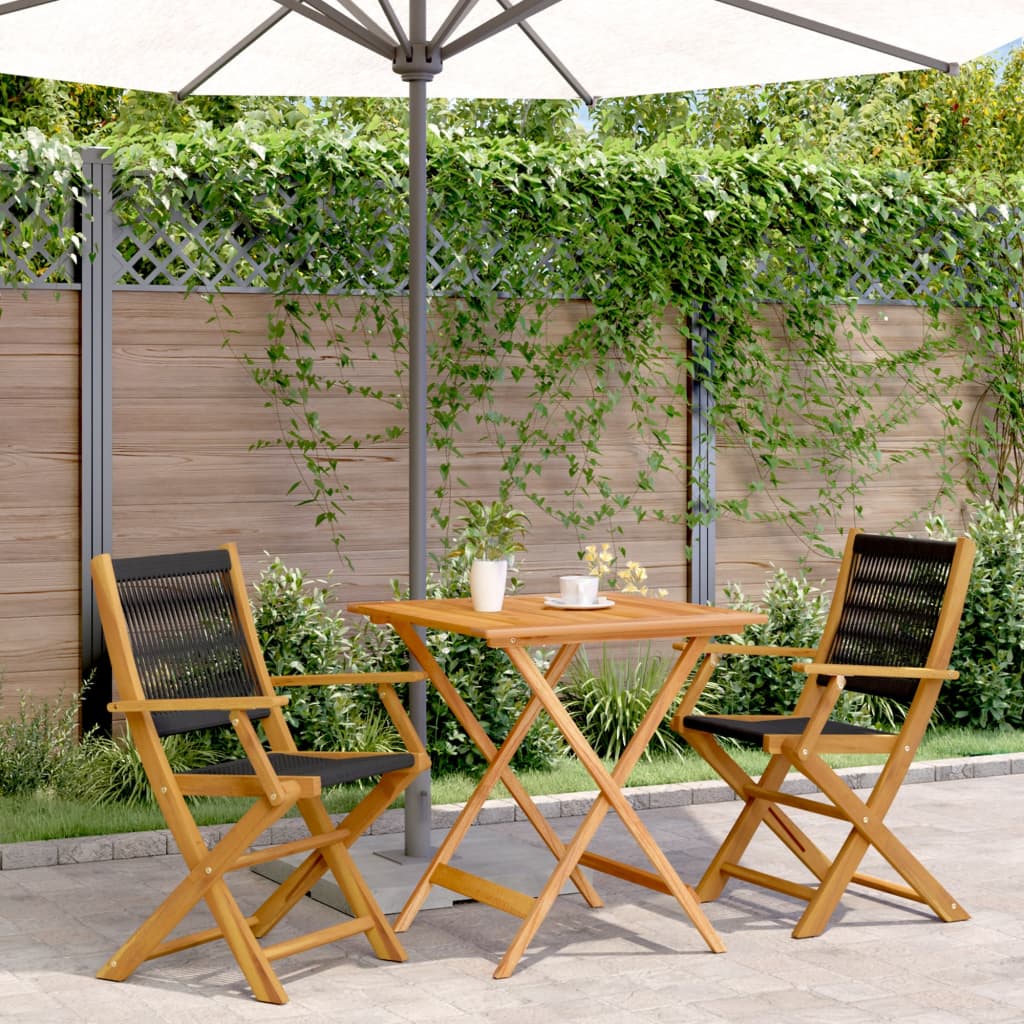 3-delige Bistroset polypropeen en massief hout zwart is nu te koop bij PeponiXL, paradijselijk wonen!